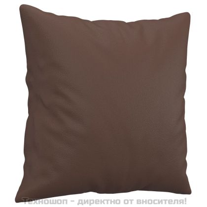 Декоративни възглавници, 2 бр, кафяви, 40x40см, изкуствена кожа