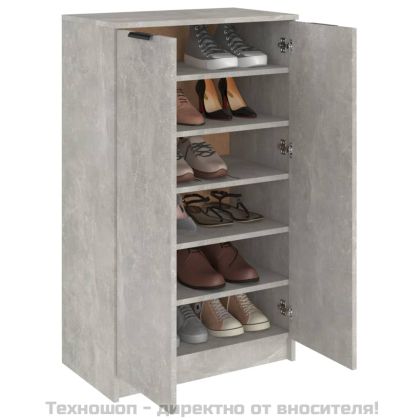 Шкаф за обувки, бетонно сив, 59x35x100,5 см, инженерно дърво