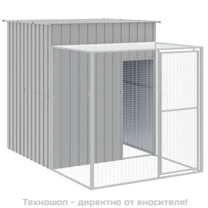 Клетка за пилета с волиера, светлосива, 165x251x181 см, стомана