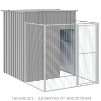 Кучешка къща със заграждение 165x251x181 см поцинкована стомана