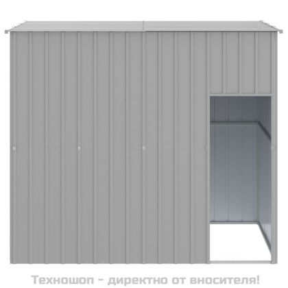 Кучешка къща с покрив, светлосива, 214x153x181 см, стомана