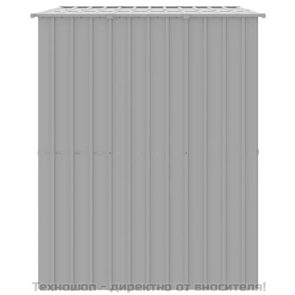 Кучешка къща с покрив, светлосива, 214x153x181 см, стомана