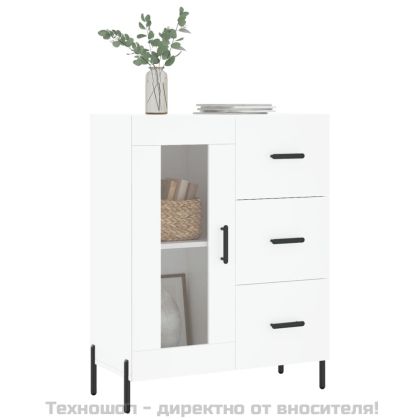 Сайдборд, бял, 69,5x34x90 см, инженерно дърво