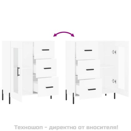 Сайдборд, бял, 69,5x34x90 см, инженерно дърво