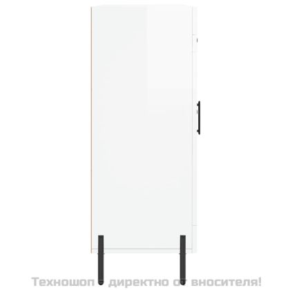 Сайдборд, бял гланц, 69,5x34x90 см, инженерно дърво