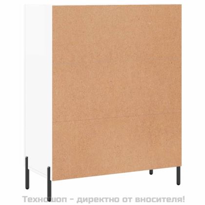 Сайдборд, бял гланц, 69,5x34x90 см, инженерно дърво