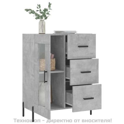 Сайдборд, бетонно сив, 69,5x34x90 см, инженерно дърво