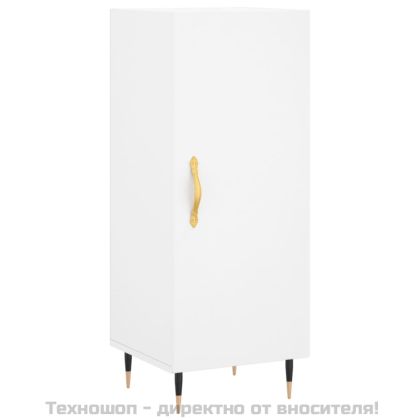 Сайдборд, бял, 34,5x34x90 см, инженерно дърво