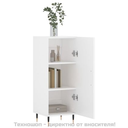 Сайдборд, бял, 34,5x34x90 см, инженерно дърво