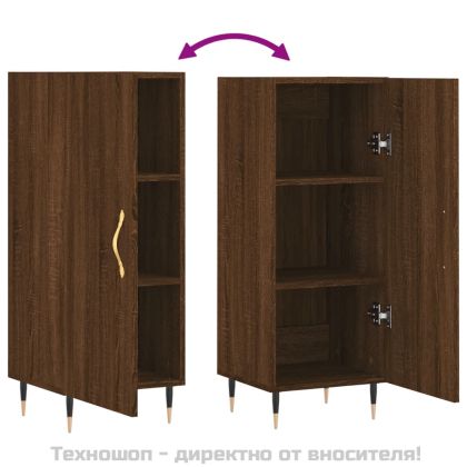 Сайдборд, кафяв дъб, 34,5x34x90 см, инженерно дърво