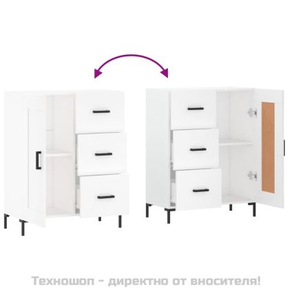 Сайдборд, бял, 69,5x34x90 см, инженерно дърво