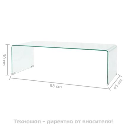 Маса за кафе от закалено стъкло, 98x45x30 cм, прозрачна