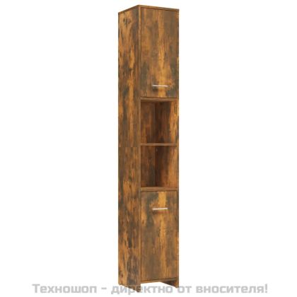 Шкаф за баня, опушен дъб, 30x30x183,5 см, инженерно дърво