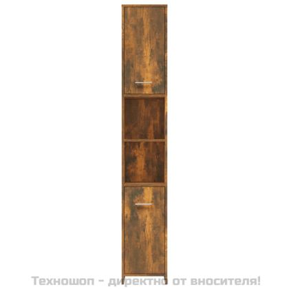 Шкаф за баня, опушен дъб, 30x30x183,5 см, инженерно дърво