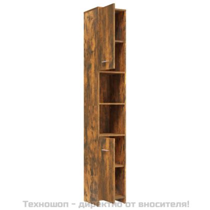 Шкаф за баня, опушен дъб, 30x30x183,5 см, инженерно дърво