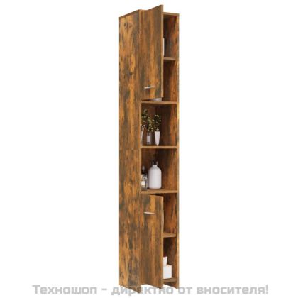 Шкаф за баня, опушен дъб, 30x30x183,5 см, инженерно дърво