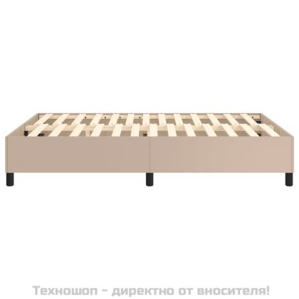 Рамка за легло с пружини, капучино, 140x200 см, изкуствена кожа