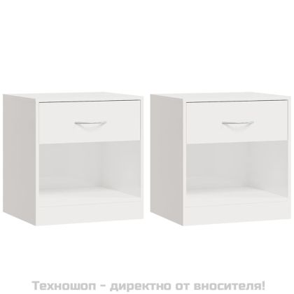 Нощни шкафчета 2 бр с чекмедже бял гланц