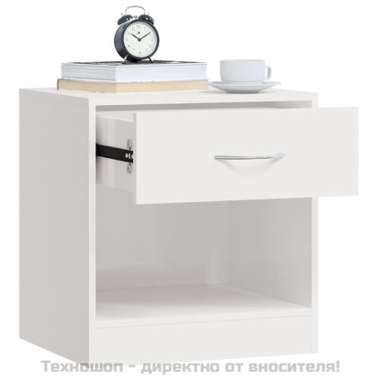 Нощни шкафчета 2 бр с чекмедже бял гланц