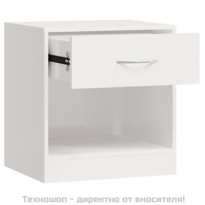 Нощни шкафчета 2 бр с чекмедже бял гланц