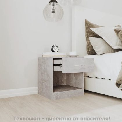 Нощни шкафчета, 2 бр, с чекмеджета, бетонно сиви