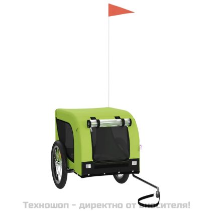 Ремарке за колело за любимци зелено черно Оксфорд плат и желязо