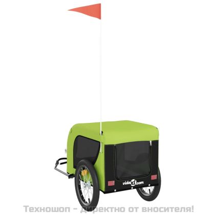 Ремарке за колело за любимци зелено черно Оксфорд плат и желязо