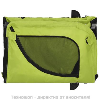 Ремарке за колело за любимци зелено черно Оксфорд плат и желязо