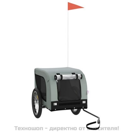 Ремарке за колело за любимци сив и черен Оксфорд плат и желязо