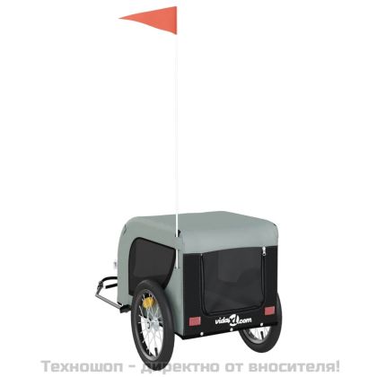 Ремарке за колело за любимци сив и черен Оксфорд плат и желязо