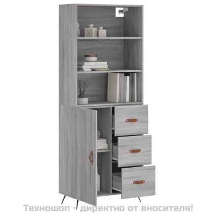 Висок шкаф, сив сонома, 69,5x34x180 см, инженерно дърво