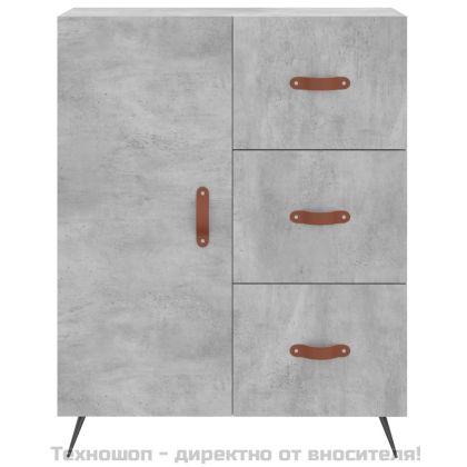 Висок шкаф, бетонно сив, 69,5x34x180 см, инженерно дърво