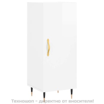 Сайдборд, бял гланц, 34,5x34x90 см, инженерно дърво