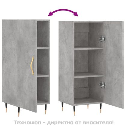 Сайдборд, бетонно сив, 34,5x34x90 см, инженерно дърво
