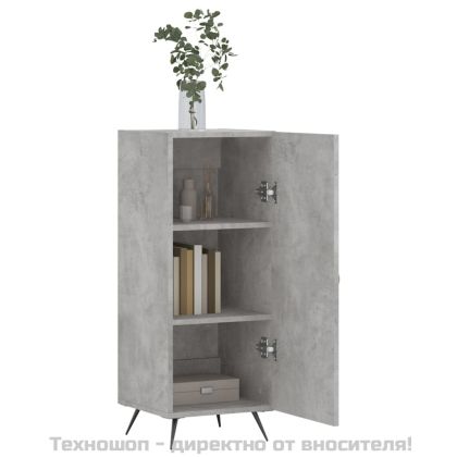 Сайдборд, бетонно сив, 34,5x34x90 см, инженерно дърво
