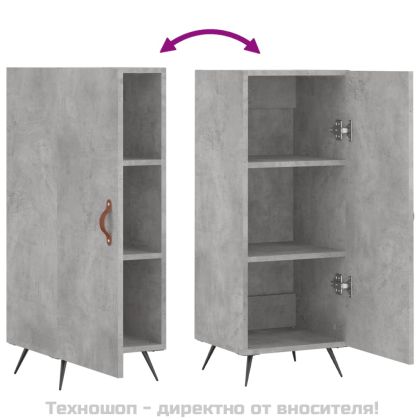 Сайдборд, бетонно сив, 34,5x34x90 см, инженерно дърво