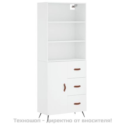 Висок шкаф, бял, 69,5x34x180 см, инженерно дърво
