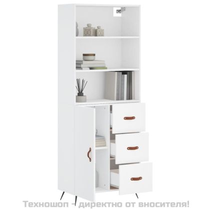 Висок шкаф, бял, 69,5x34x180 см, инженерно дърво