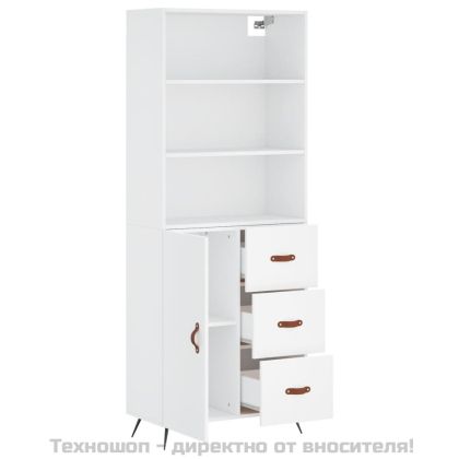 Висок шкаф, бял, 69,5x34x180 см, инженерно дърво