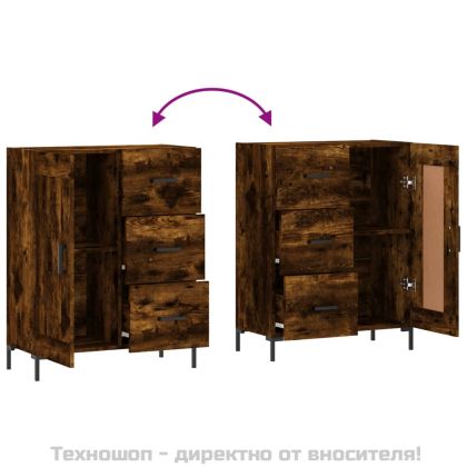 Сайдборд, опушен дъб, 69,5x34x90 см, инженерно дърво