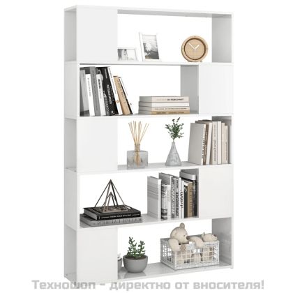 Библиотека / разделител за стая, бял гланц, инженерно дърво