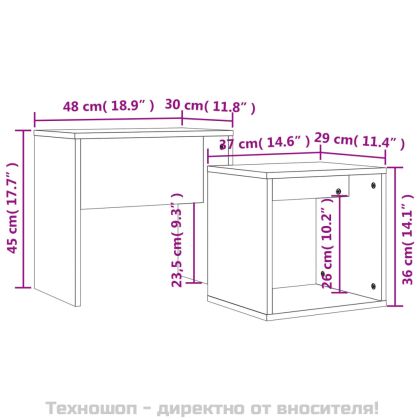 Стифиращи кафе маси, 2 бр, кафяв дъб, инженерно дърво