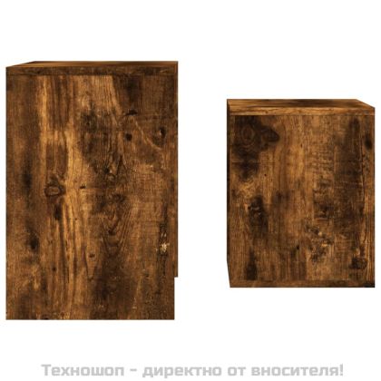 Стифиращи кафе маси, 2 бр, опушен дъб, инженерно дърво