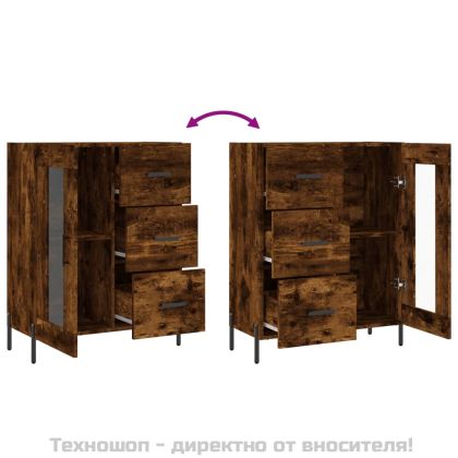 Сайдборд, опушен дъб, 69,5x34x90 см, инженерно дърво