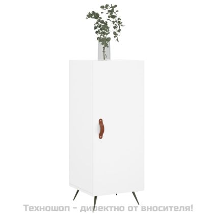 Сайдборд, бял, 34,5x34x90 см, инженерно дърво