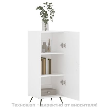 Сайдборд, бял, 34,5x34x90 см, инженерно дърво