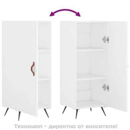 Сайдборд, бял, 34,5x34x90 см, инженерно дърво