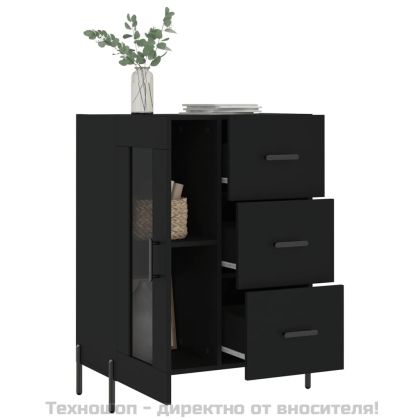 Сайдборд, черен, 69,5x34x90 см, инженерно дърво