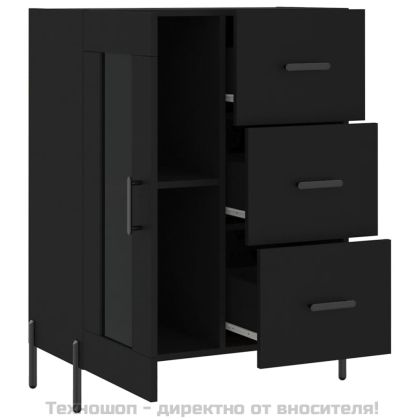 Сайдборд, черен, 69,5x34x90 см, инженерно дърво