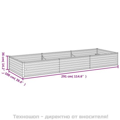 Градинска повдигната леха 291x100x36 см кортенова стомана